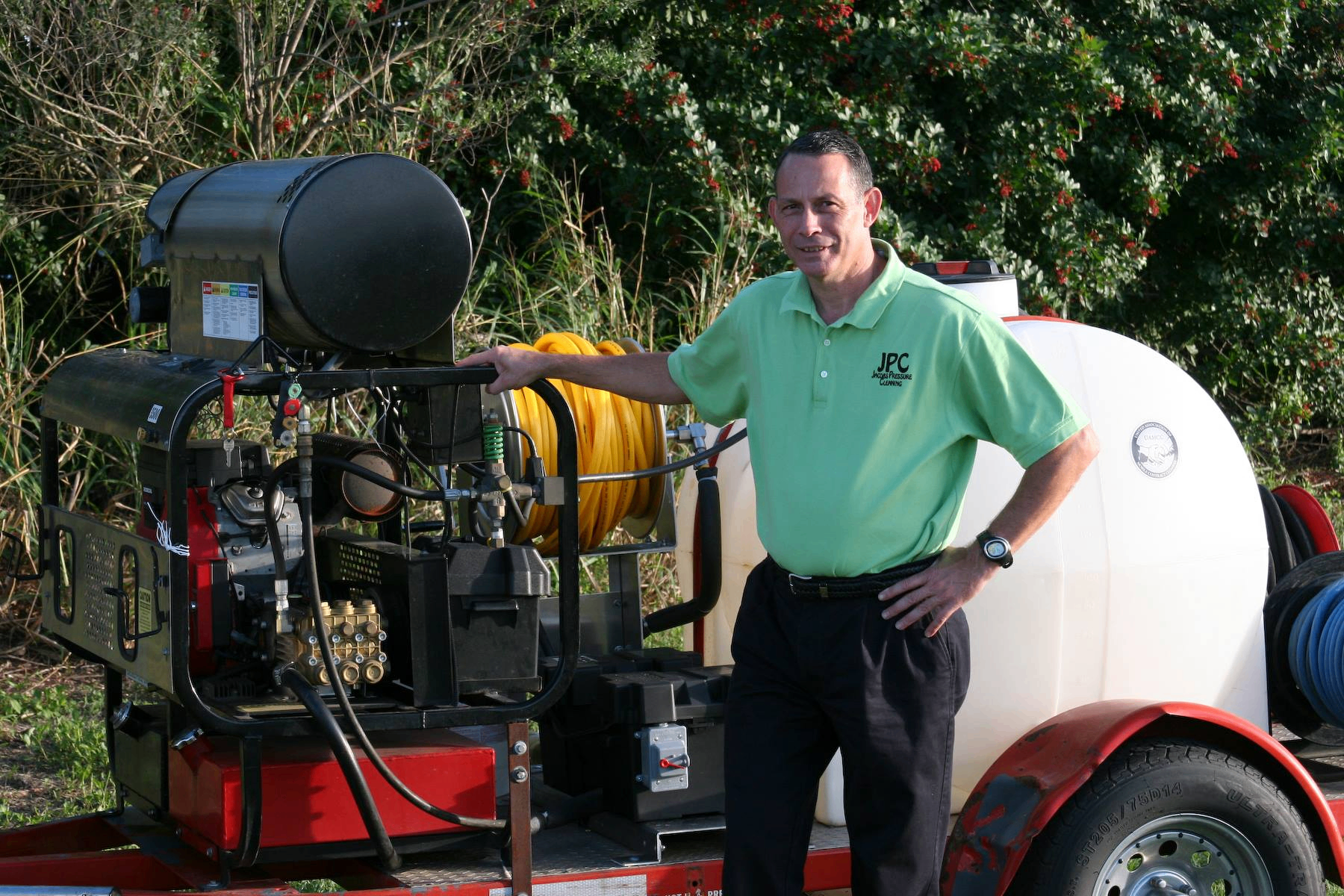 JPC owner with pressure washing equipment